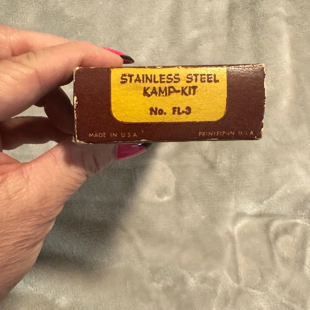 Vintage Stainless Steel Kamp-Kit With Vinyl‎ Carry Case and box, Collectible